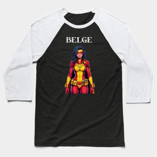 Belgian Superhero: 80's Female Cosmic Comic Book Hero Baseball T-Shirt